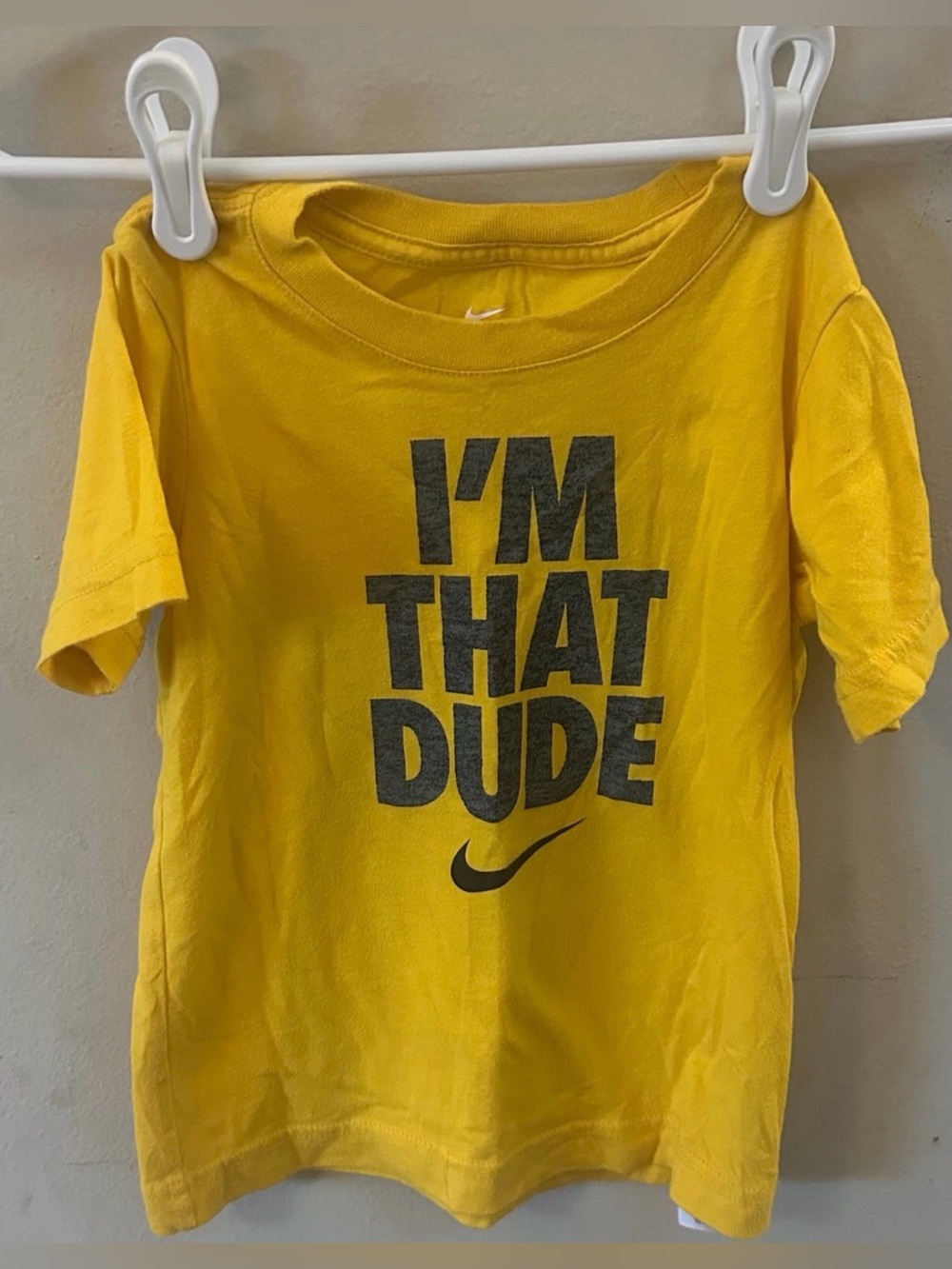 Nike Yellow Kids Short-Sleeve Tee with Black Graphic